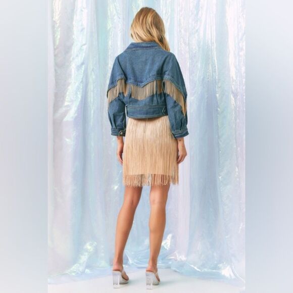 Denim Metal Fringe Jacket - Picture 6 of 7